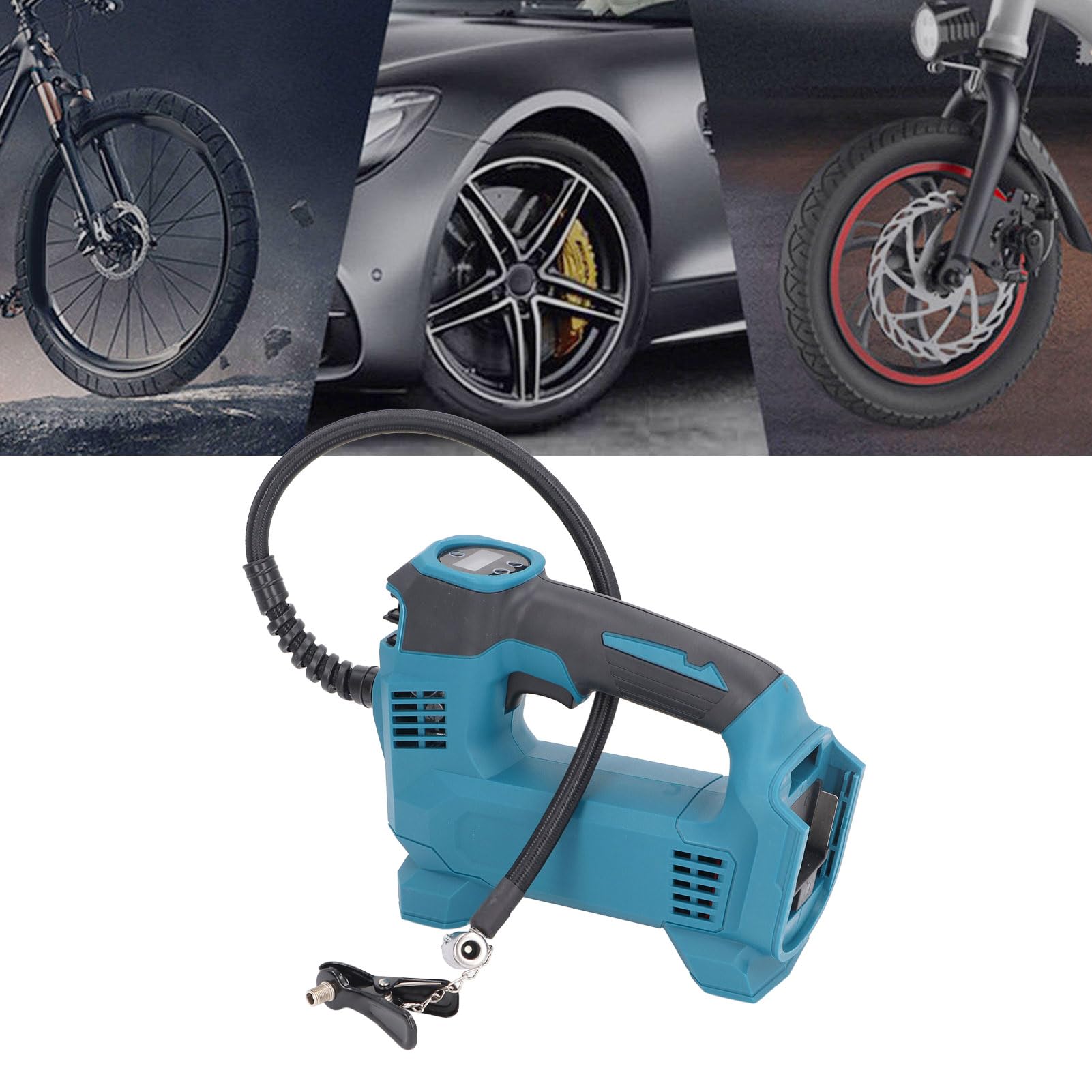Inflador de neumáticos Compresor de Aire portátil Pantalla LCD de Iones de Litio Recargable Bomba automática para automóviles SUV ATV Bicicletas Motocicletas Material ABS