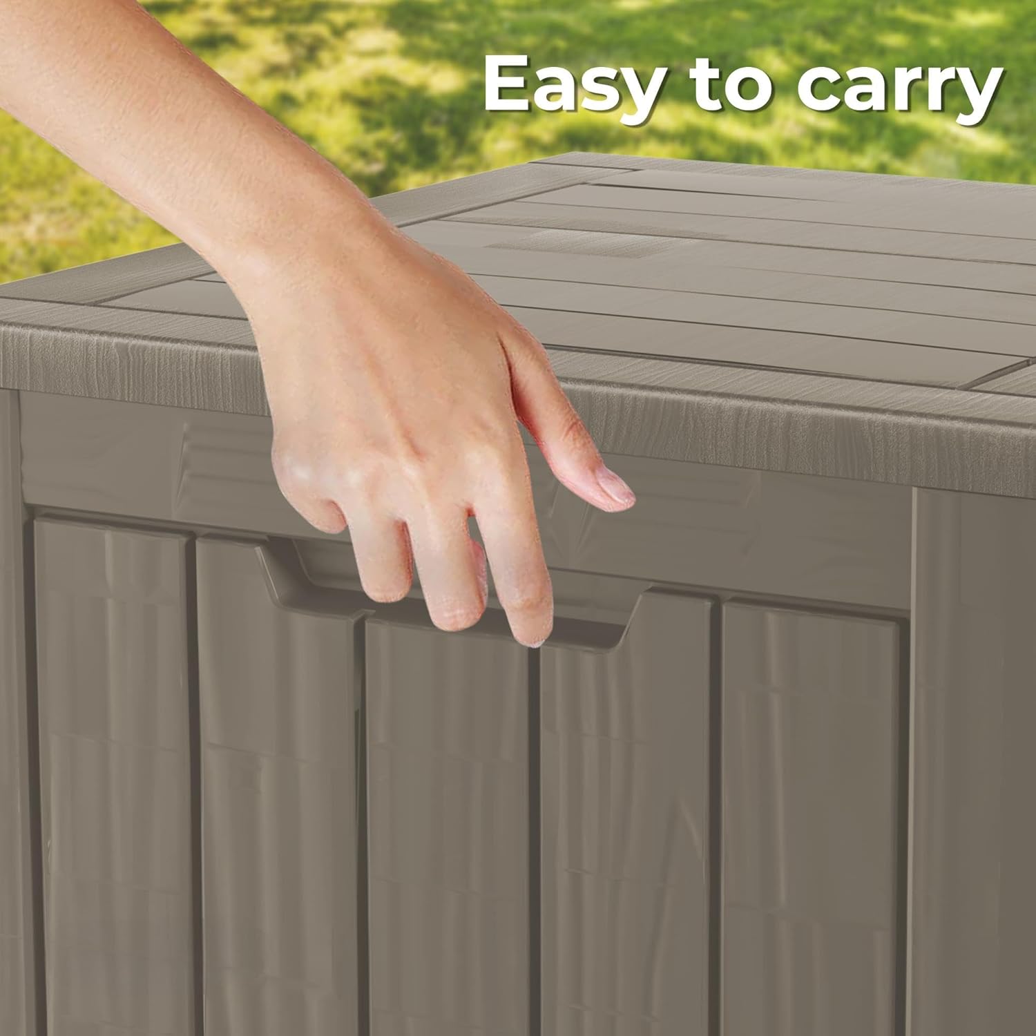 TARKARI 50 Gallon Deck Box Plus,Outdoor Storage Box Lockable,Waterproof for Patio Furniture, Garden Tools, Pool Accessories, Package Delivery Boxes For Outside, Greige