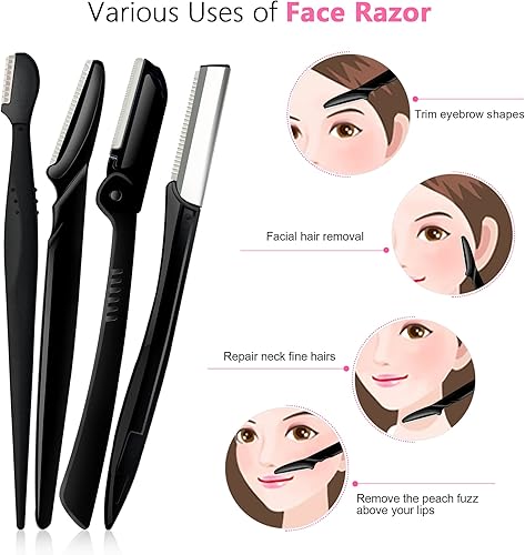 Miniatura 3 de Paquete de maquinilla de afeitar para cejas, multiusos, para mujeres, depilación facial, exfoliante, afeitadora facial de cejas, melocotón,