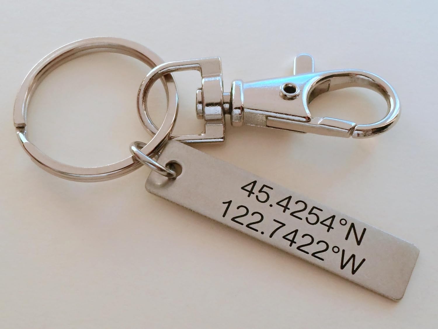 Custom Engraved Steel Tag Keychain with Birthstone Charm - Image 9