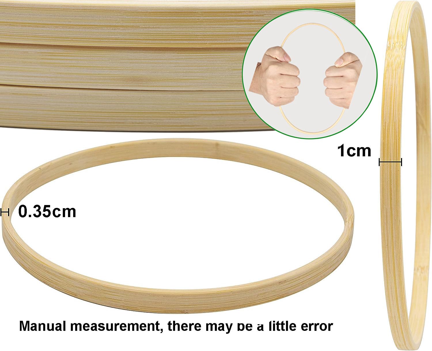 Set 6 Cerchi In Bambù Per Macramè - 12/15/17.5cm Per Decorazioni Fai Da Te - Foto 6