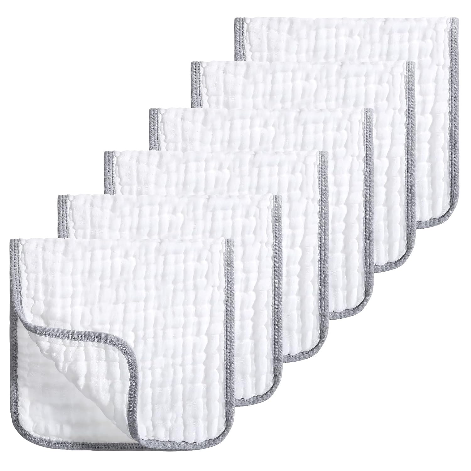 Muslin Burp Cloths 100% Cotton Large 20''x10'' Extra Soft and Absorbent 6 Pack Baby Burping Cloth by Looxii (White) : Baby