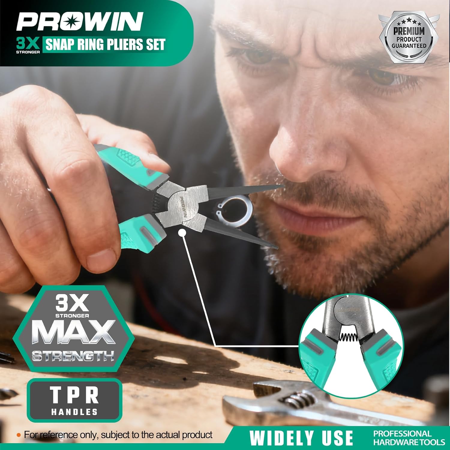 Prowin 4-Piece Snap Ring Pliers Set, Internal & External Circlip Pliers with Straight and Bent Tips, 7-Inch Chrome Vanadium Steel Retaining Ring Tool with Storage Pouch