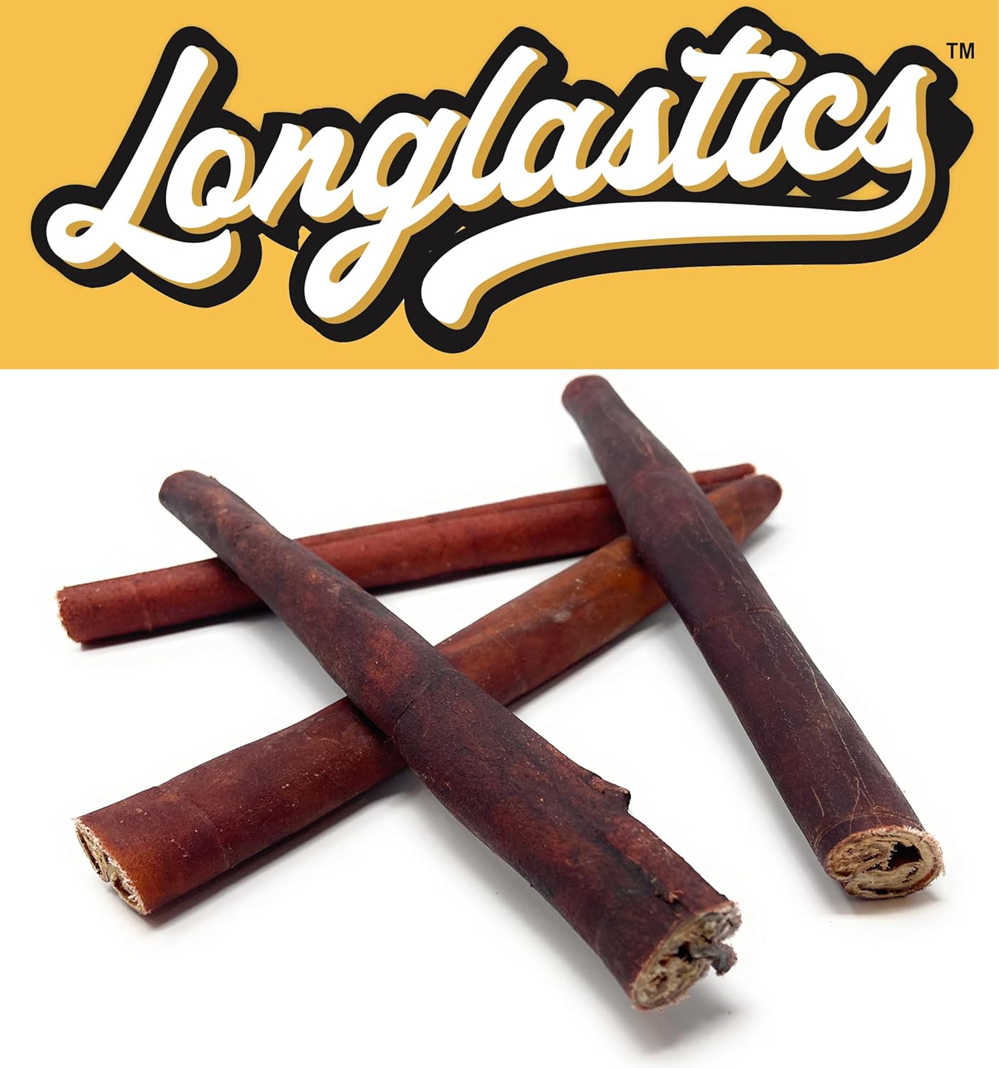 Longlastics 12" Jumbo Collagen Chew Sticks for Dogs, 4 Count - Long Lasting Beef Bully & Rawhide Alternative Treats That Support Healthy Joints, Skin & Coat