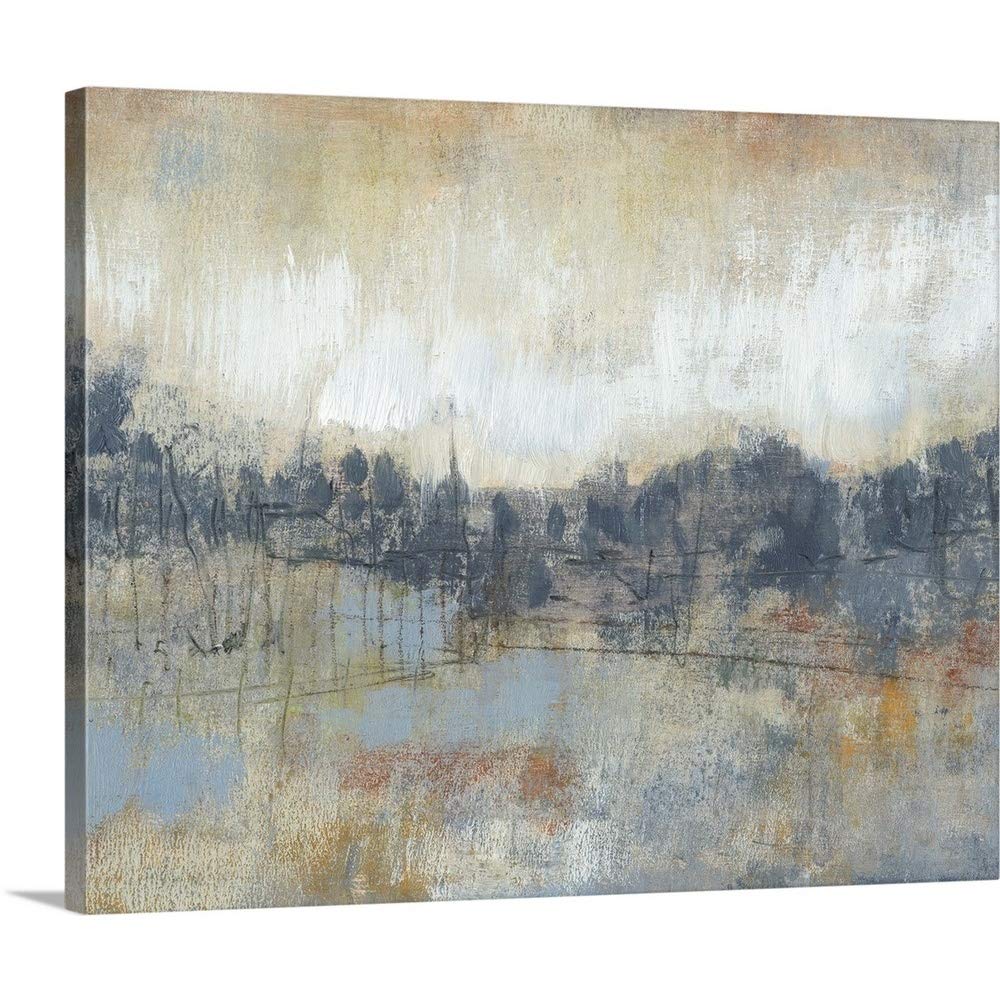 CANVAS ON DEMAND Cool Grey Horizon I Canvas Wall Art Print by Jennifer Goldberger, Contemporary, Abstract, Home Decor, Modern Artwork, 30"x24"