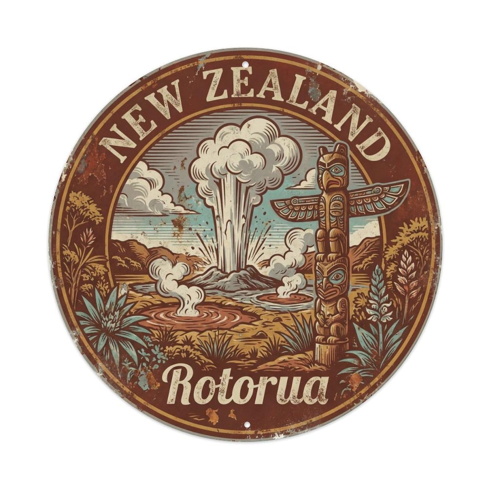 Vintage Travel New Zealand Timeless Vintage Metal Tin Sign Plaque Wall Decor for Cafe, Club Bar, Office, Garden Metal Poster 8x8Inch
