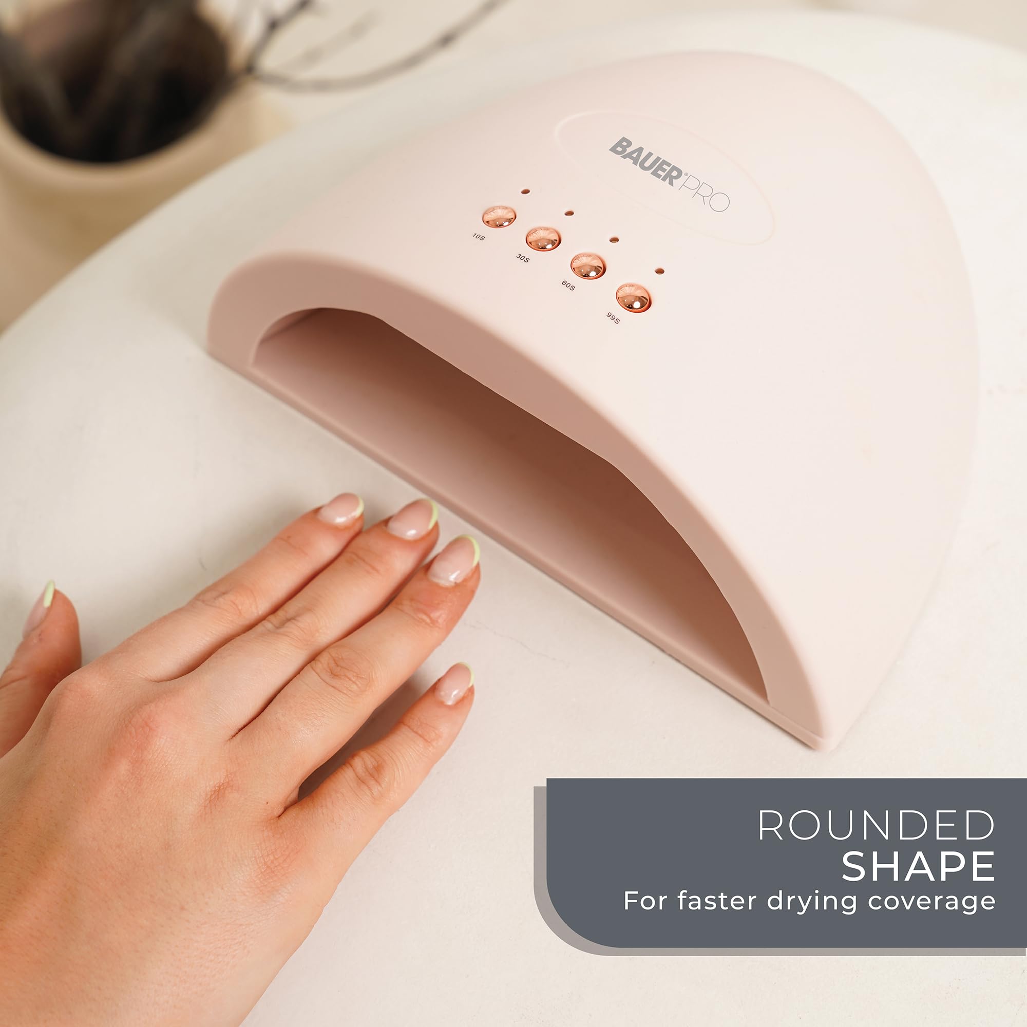 Bauer Professional UV Nail Lamp LED Gel Nail Dryer / 24W Portable Nail Light with 4 Timer Settings/Dual Wavelength USB Powered Curing Lamp for Gel Polish & Nail Art 38699 - Image 4