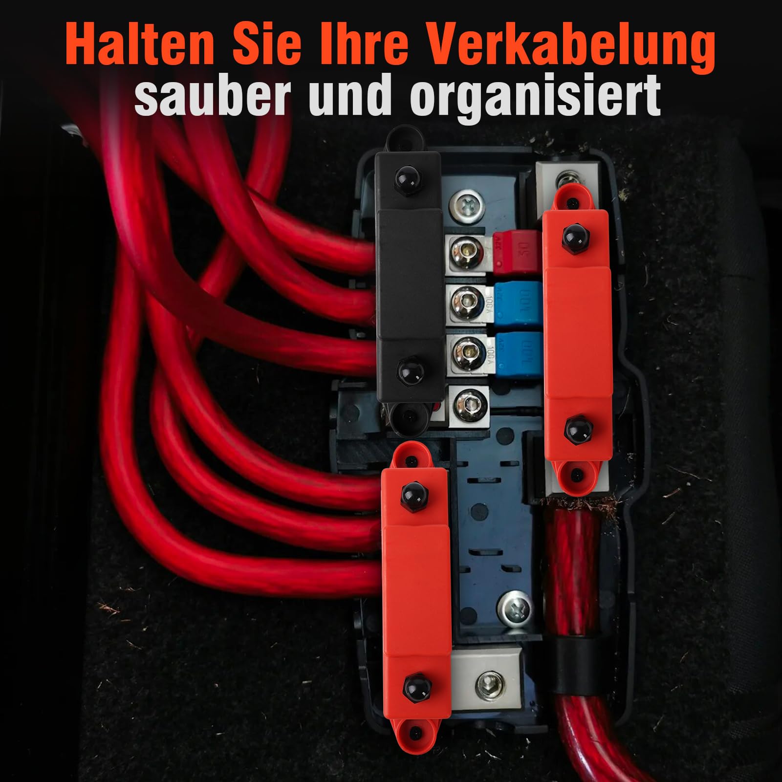 Sammelschiene 12V, 2 Stück 12V-48V DC Sammelschienen Verteilerblock, 250A Busbar M8 x 4 Bolzen Anschlussblock Automotive Marine Sammelschiene Block 12V mit Deckel für Auto RV Boat Yacht