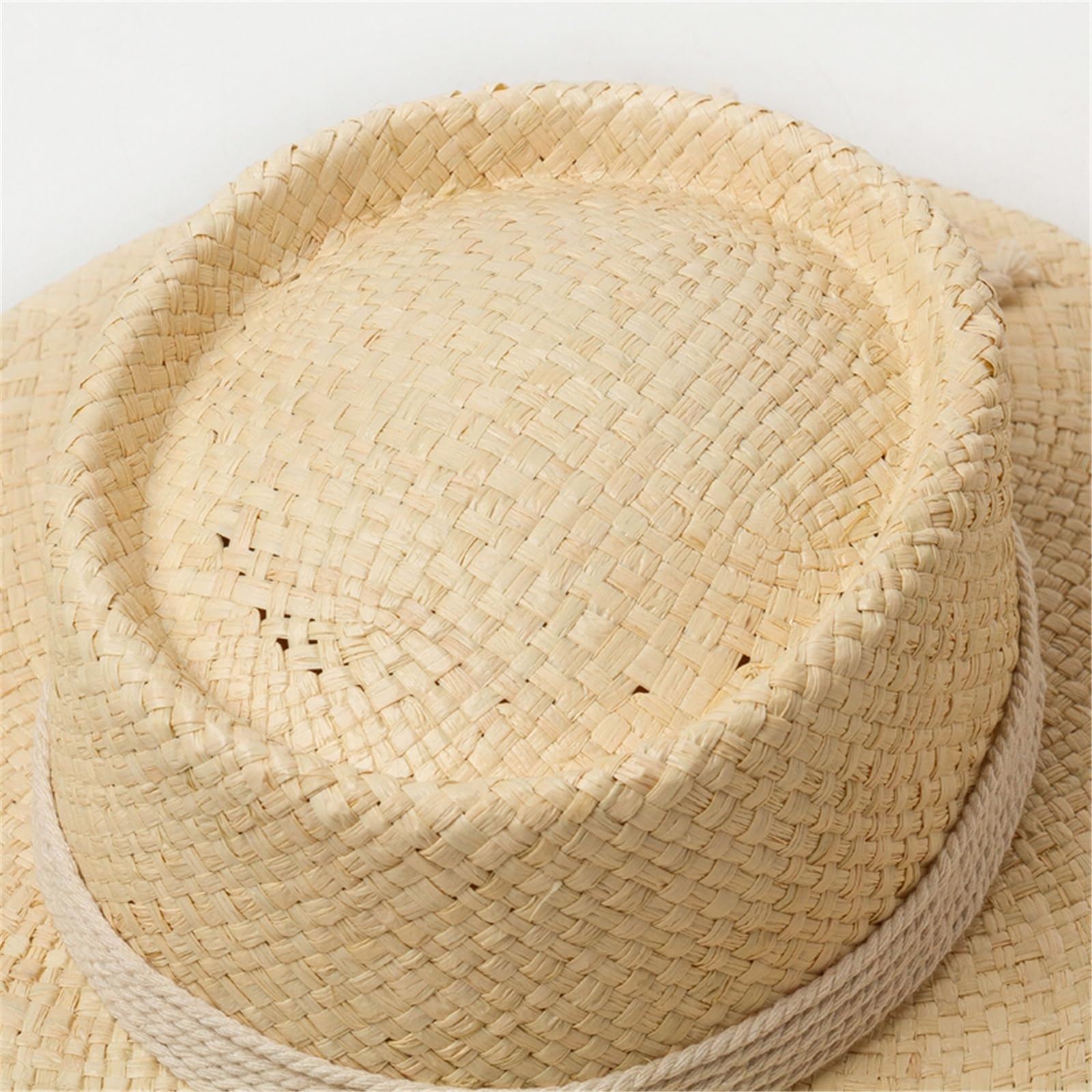 Generico Cappello da Sole a Tesa Larga per Bambini - Erba Lafite Intrecciata a Mano per Protezione UV e attività all'aperto