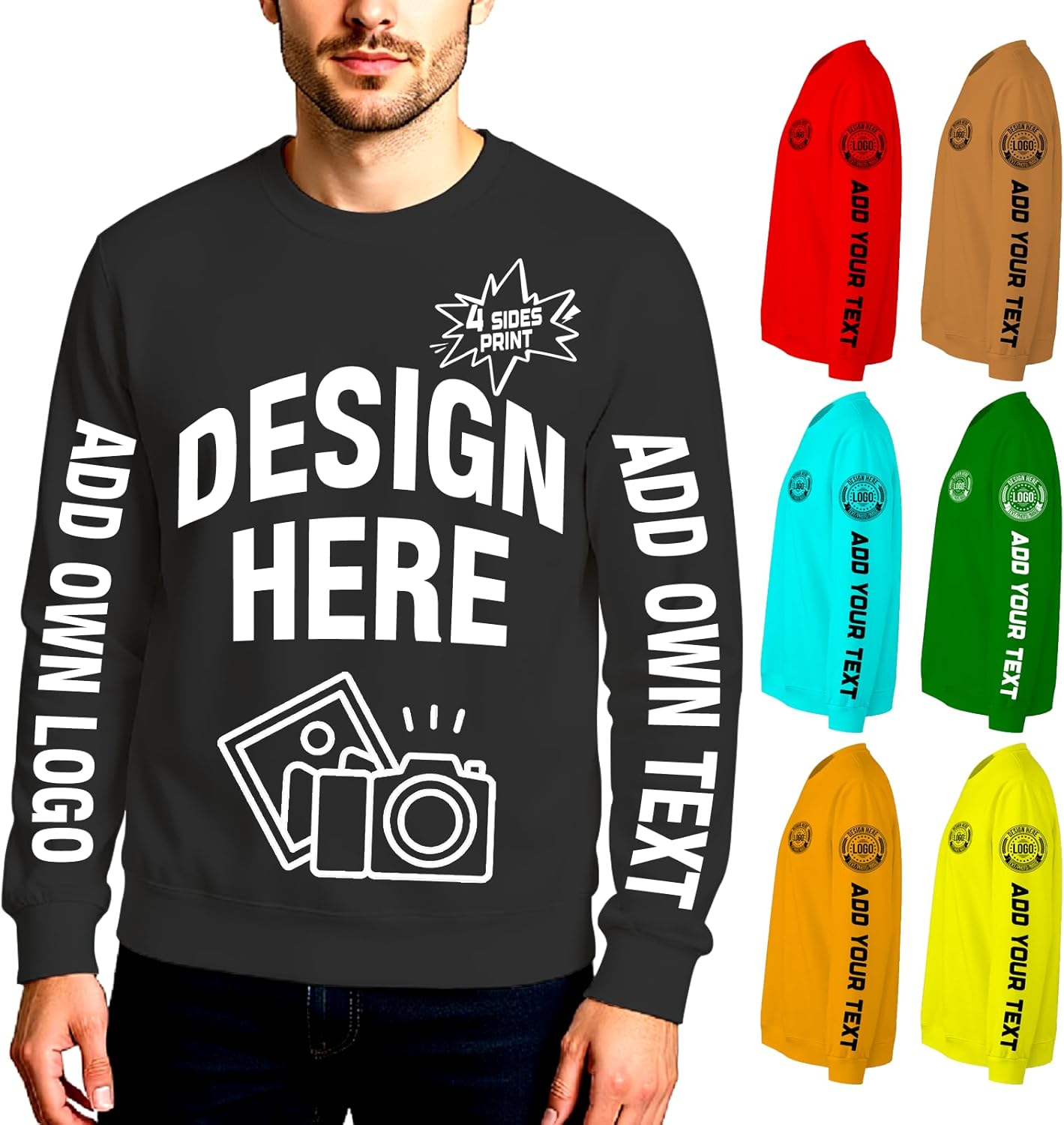 Custom Sweatshirt for Men Customized Crewneck Sweatshirt Design Logo Text Photo Long Sleeve Shirt Personalized Gifts
