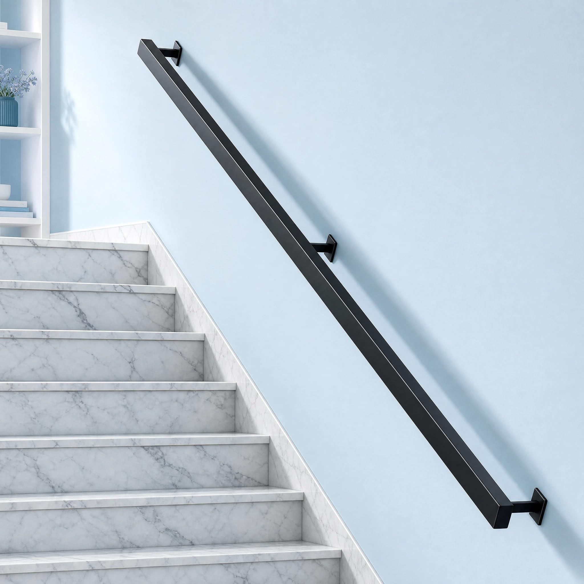 Corrimano per scale, ringhiera interna, corrimano nero, ringhiera per scale, può essere intrecciato, ringhiera per scale per balconi, corridoi, appartamenti, ville (A, 140 cm)