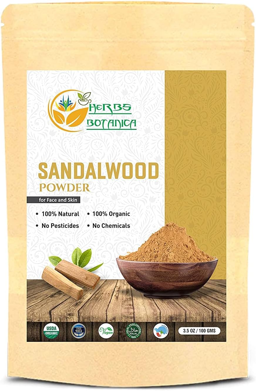 Chandan Sandalwood Powder Organic 100gm / 3.52 oz For Skin, Face Pack, Face Mask, Worship Tilak, Auspicious Occasions 100% Natural, Soothing, Cleansing, Wrinkles