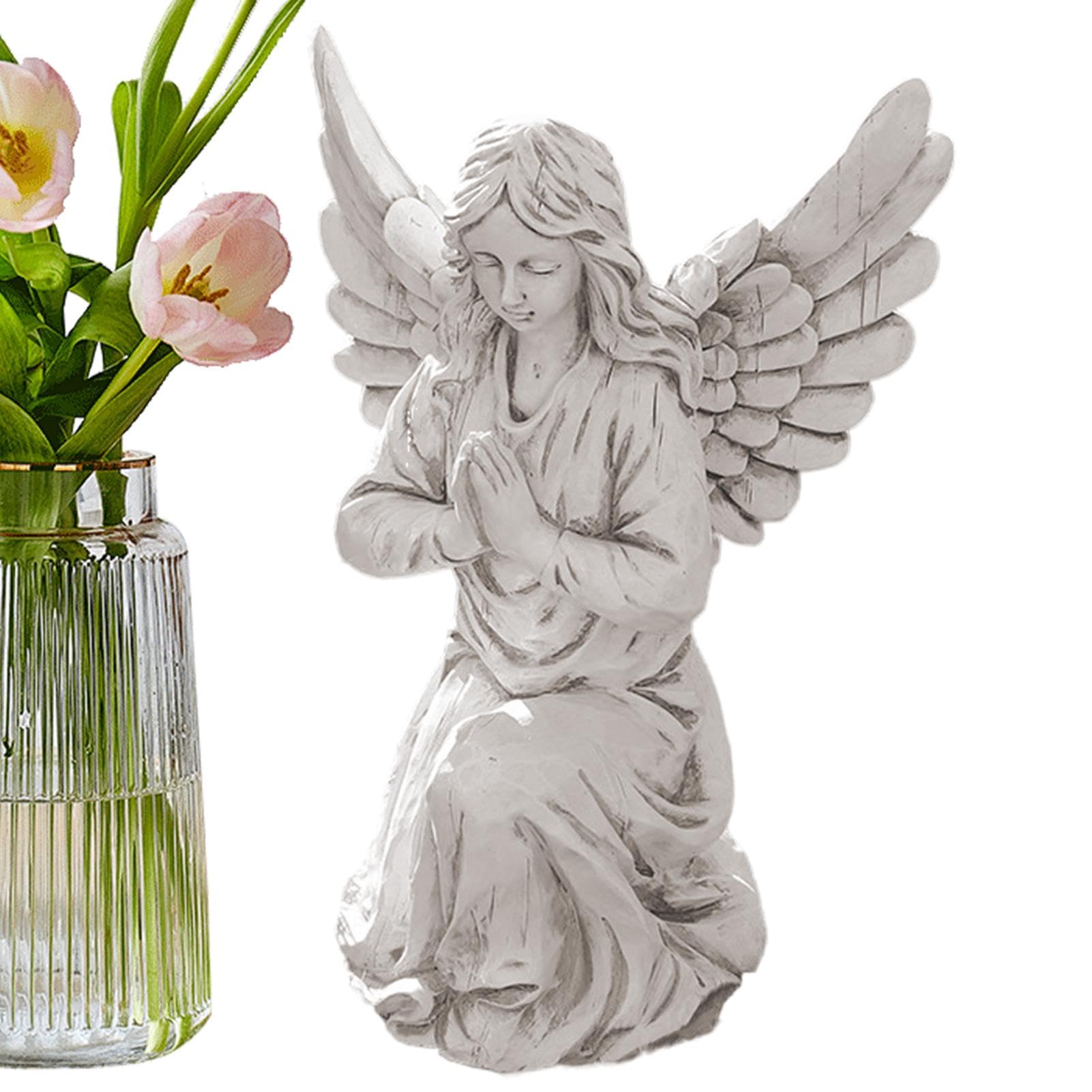 Statua, żywica do trawnika ogrodowego na patio-religijne posągi ogrodowe, statua anioła na zewnątrz, dekoracja północnoeuropejska p