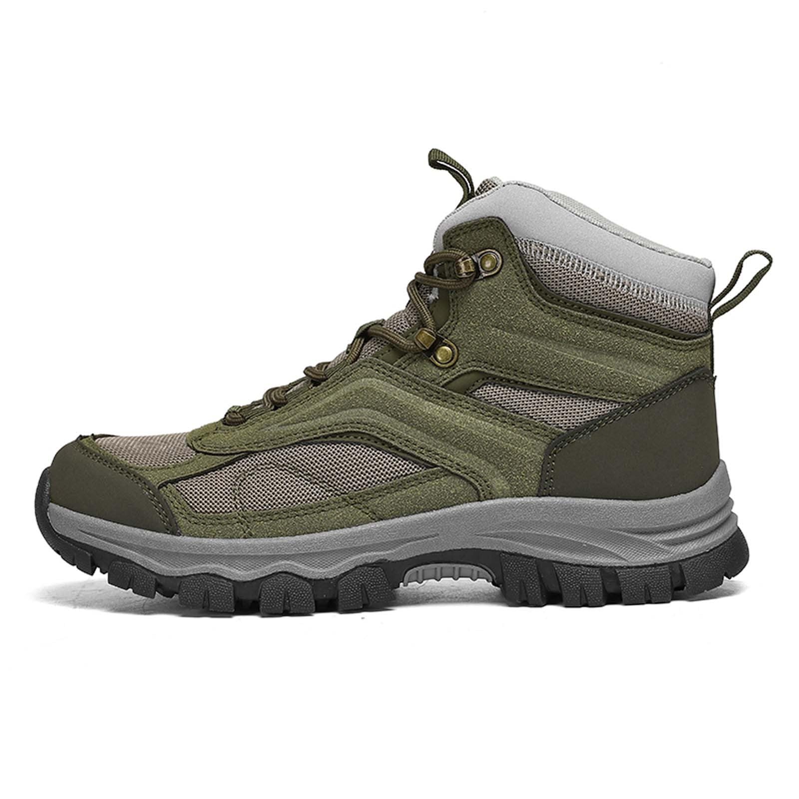 Chaussures de Randonnée Montantes Homme Hautes Protection Cheville Bout Renforcé Maille Respirante Semelle Crantée Antidérapante Trekking Plein Air Vert pour Randonnée Montagne
