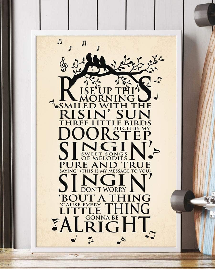 Yaasimoule Color Poster Three Little Birds Song Lyrics Portrait Wall Art Decor