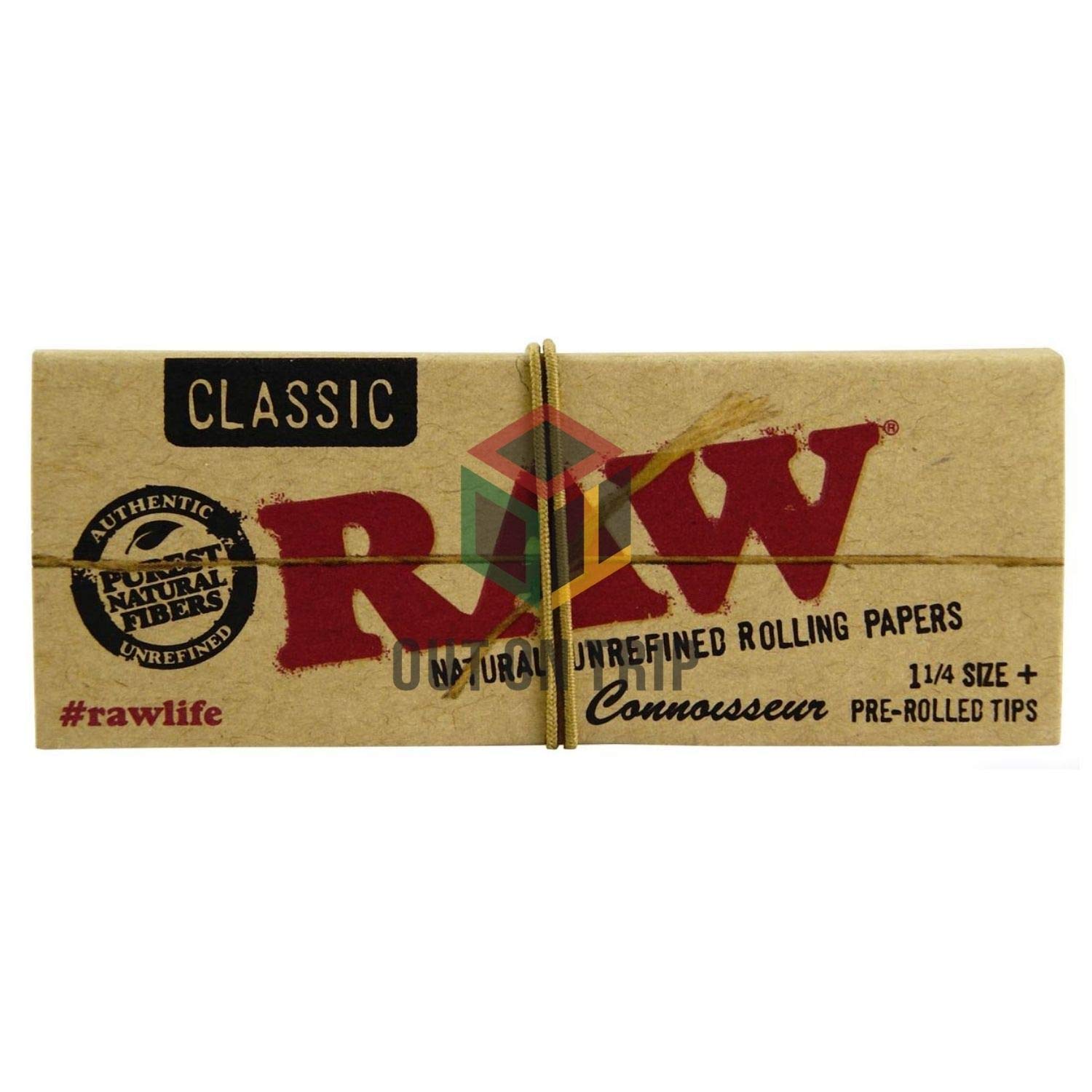 RAW Classic Connoisseur - Plant Fibers 1 1/4 size 50 leaves Rolling Papers with 24 Pre-Rolled Tips