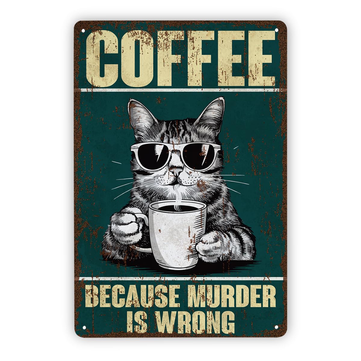 peiyeety Vintage Coffee Tin Sign Metal Plaque Home Decor Retro Metal Tin Sign Aluminum Sign for Home Coffee Bar Wall Decor 8x12 Inch