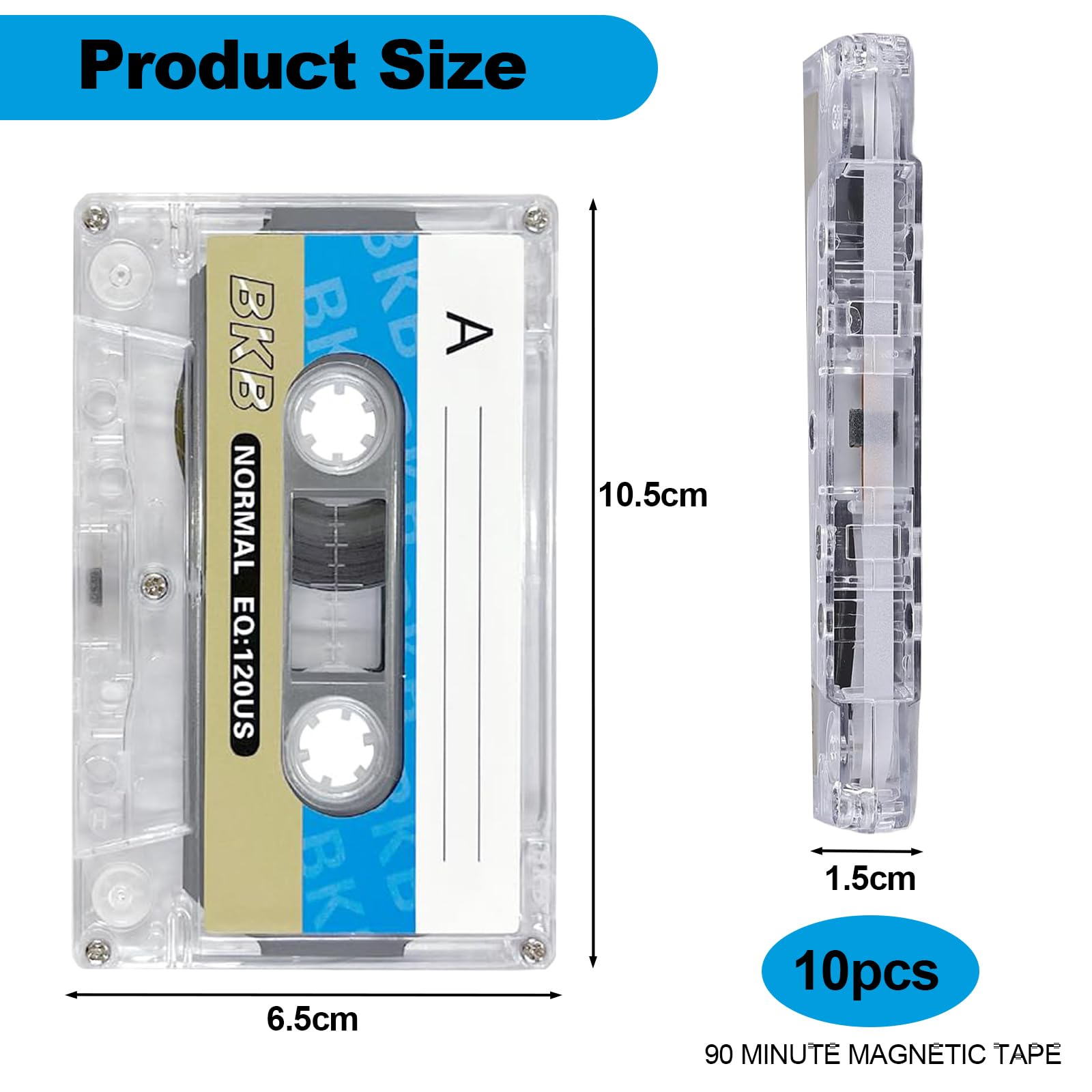 Cassettes audio vides 90 min, lot de 10, faible bruit pour enregistrements