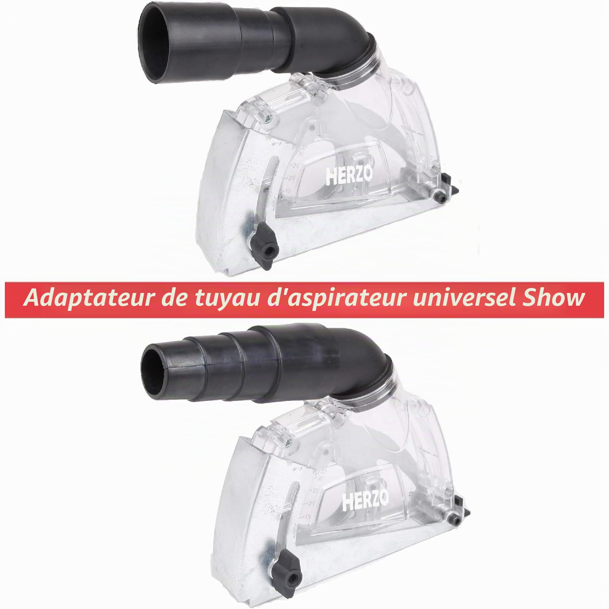 HERZO protection pour meuleuse angulaire 115mm / 125mm avec rail de guidage et disque diamant 115mm pour béton, pierre et brique