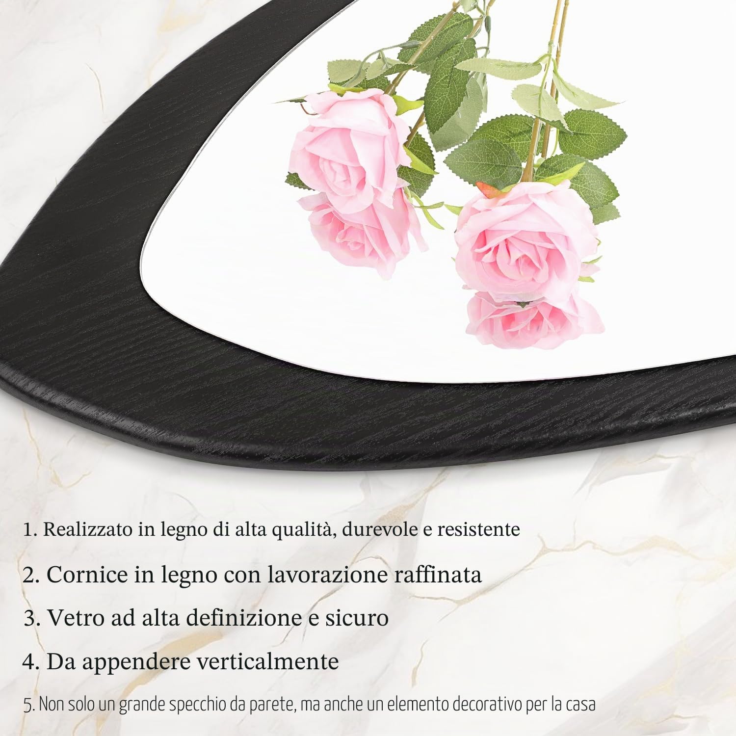 AAZZKANG Specchio da Parete Irregolare a Figura Intera Grande con Cornice in Legno 120x40cm Nero Asimmetrico a Figura Intera per Camera da Letto Soggiorno Ingresso
