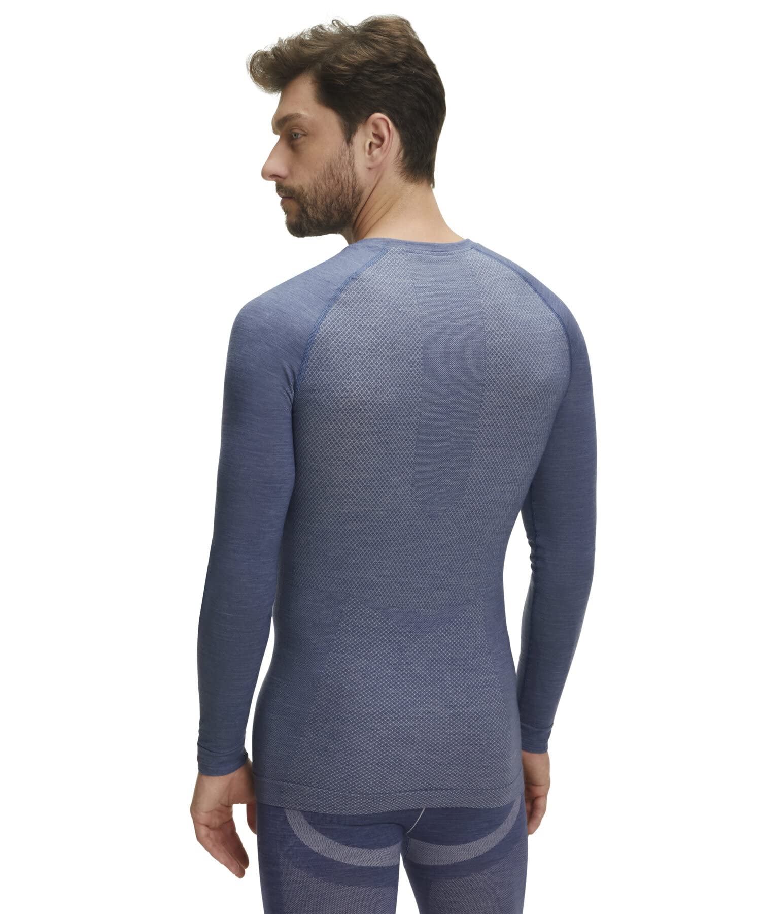 FALKE Mężczyźni Warstwa podstawowa (góra) Wool-Tech Light Round Neck M L/s Sh wełna materiał funkcjonalny regulujące klimat 1 Sztuka, Niebieski Capitain 6751-O, M