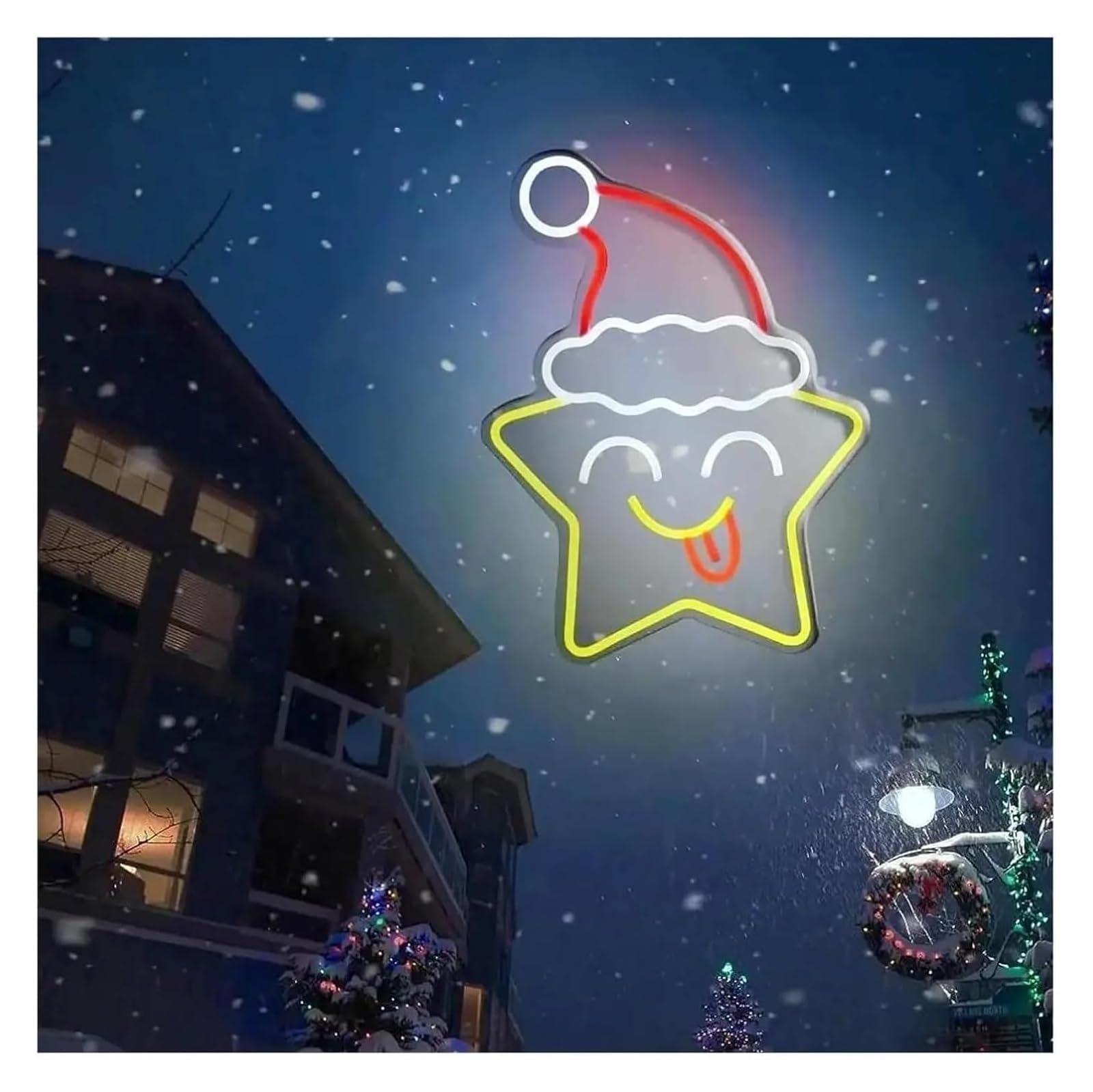 Segno di luce al neon Lampada al neon con scritta "Star Wearing A Hat" decorazione da parete a LED per camera letto bar negozio 29,7cm×39cm
