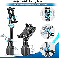 Vista 4 de Peastrex Cup Holder Car Tablet Mount, Ipad Cup Holder Car Mount with 15" Adjustable Arm Stand for Tablet iPhone 4.7-13in, iPad Pro Air Mini, Fire