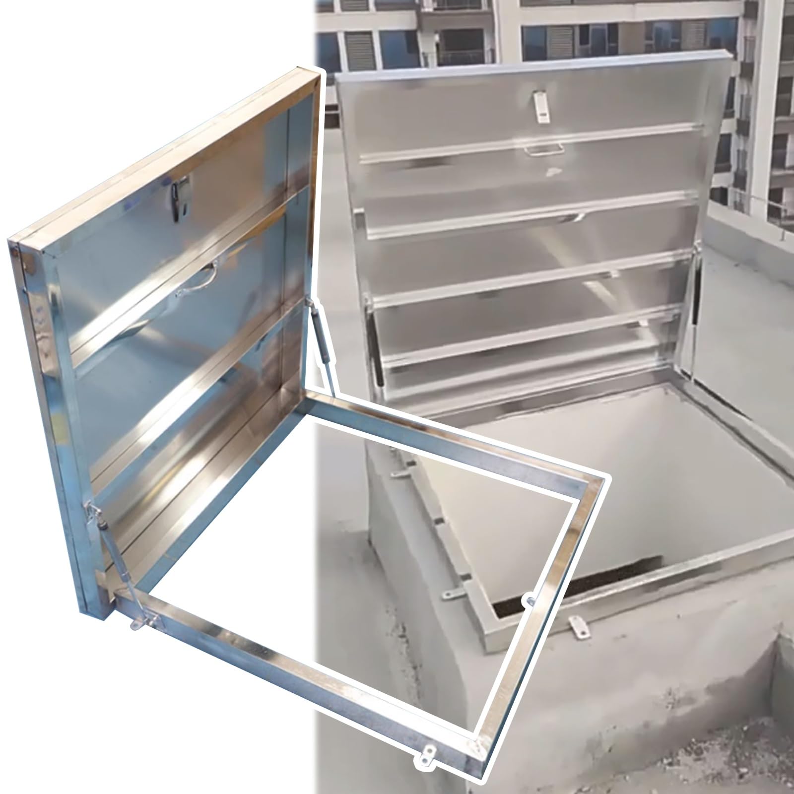 Trappe d'accès pour toit plat en inox étanche avec joint caoutchouc 100kg