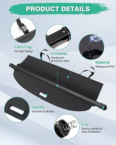 Miniatura 250 de Powerty Cubierta de Carga para Accesorios Kia Sportage 2023-2025 2026, Textura de Lona Cubierta Retráctil para Maletero Trasero de Carga de Equipaje