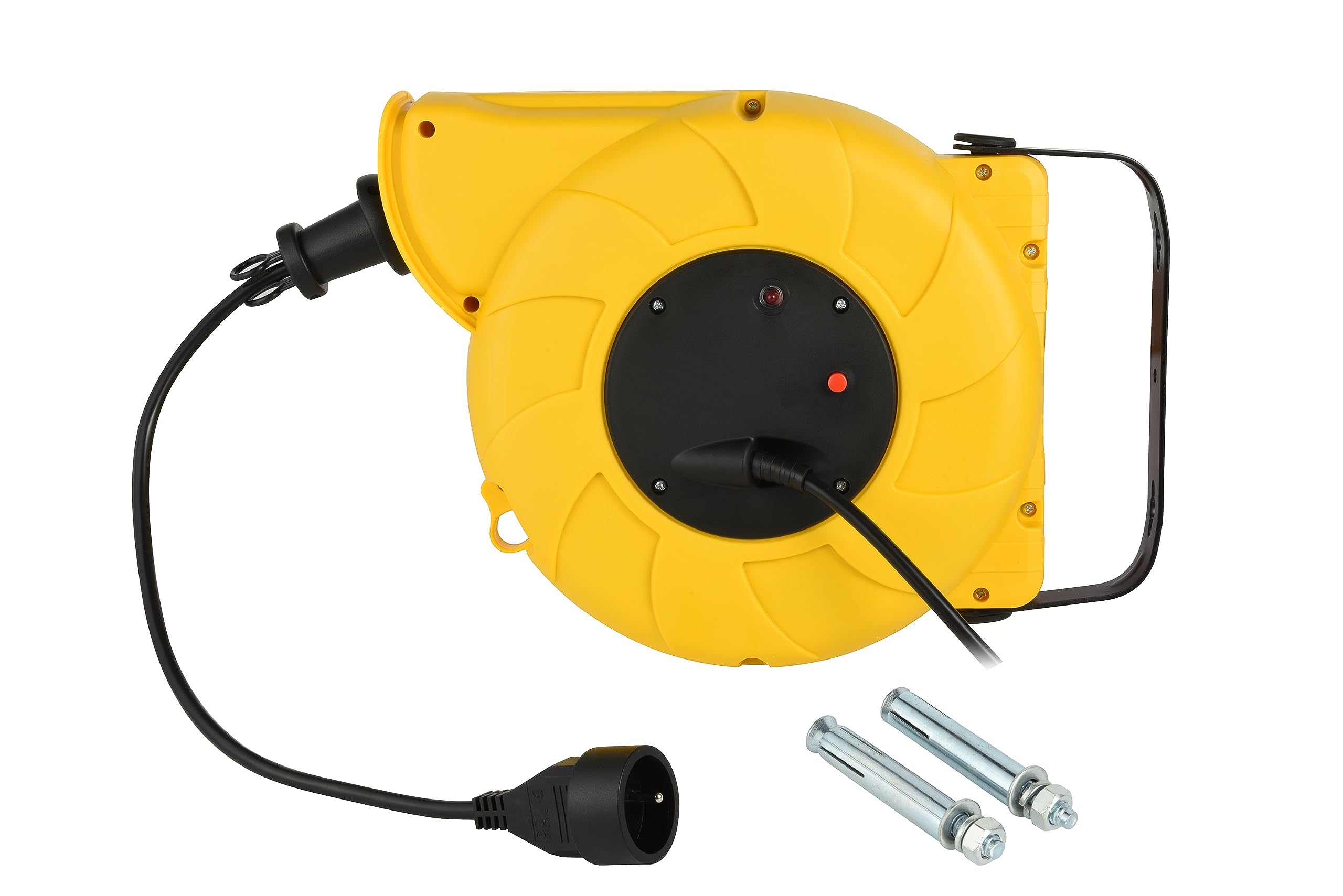 Electraline 209000011 Enrouleur automatique mural disjoncteur thermique câble 3G1mm² 16 A 13+2 m Jaune/Noir