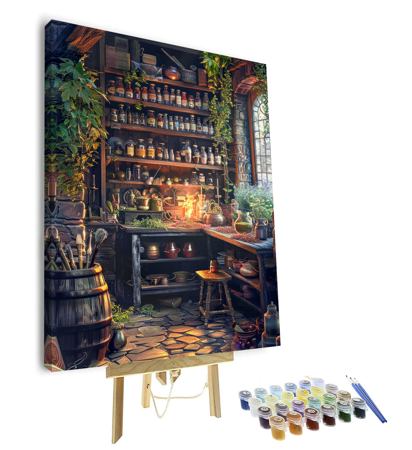 TISHIRON Pittura astratta con i numeri, per adulti, Fantasy Adult Paint by Number Kits on Canvas, Magic Lab DIY Pittura acrilica con numeri per Home Wall Decor 40 x 50 cm (con cornice)