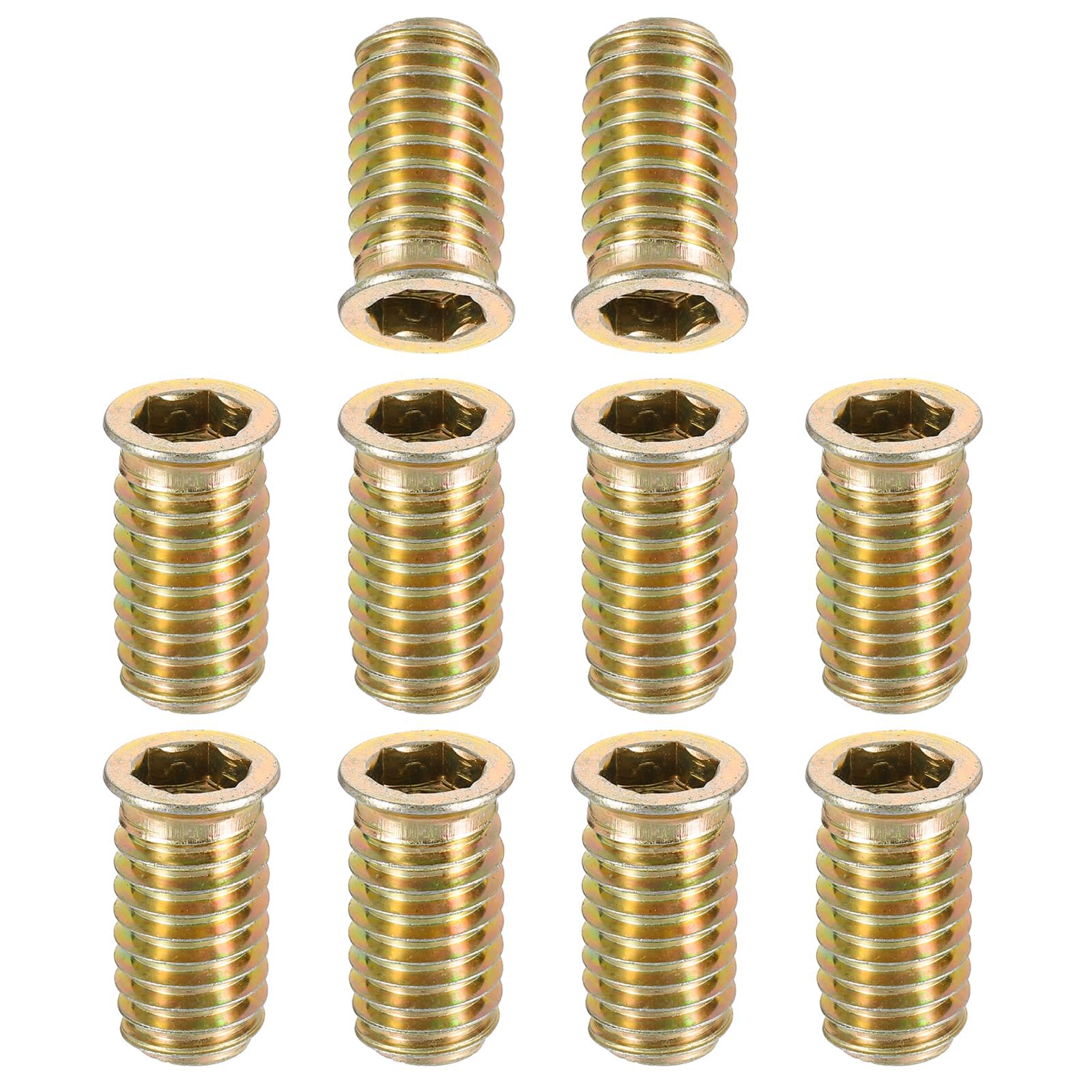 TA-VIGOR M10x30mm Threaded Insert Nuts for Wood - Hex Socket Drive Furniture Inserts for Cabinet, Chair & DIY Repair Kits 40Pcs