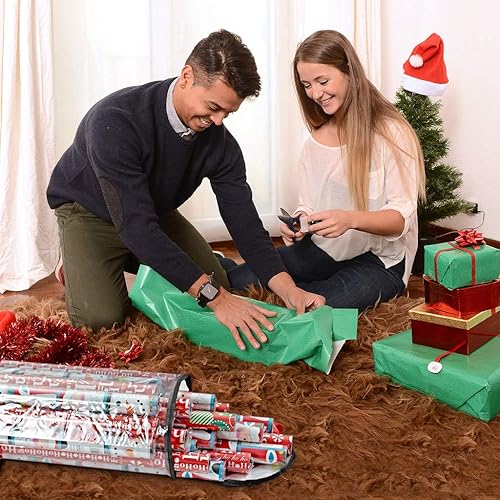 Miniatura 7 de ProPik - Bolsa organizadora de papel para regalo, almacena hasta 25 rollos de 40 pulgadas, poliéster resistente y bolsa transparente de PVC con asas