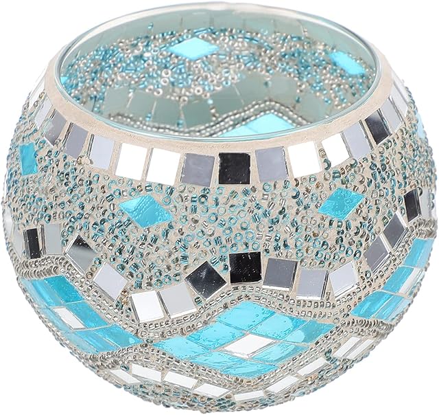 Uonlytech Mosaic Glass Candle Holder Mosaic Tea Light Holders Mosaic Candle Mosaic Votives Candle Holders Circle Votive Holders for Home Decor Party Table Bathroom