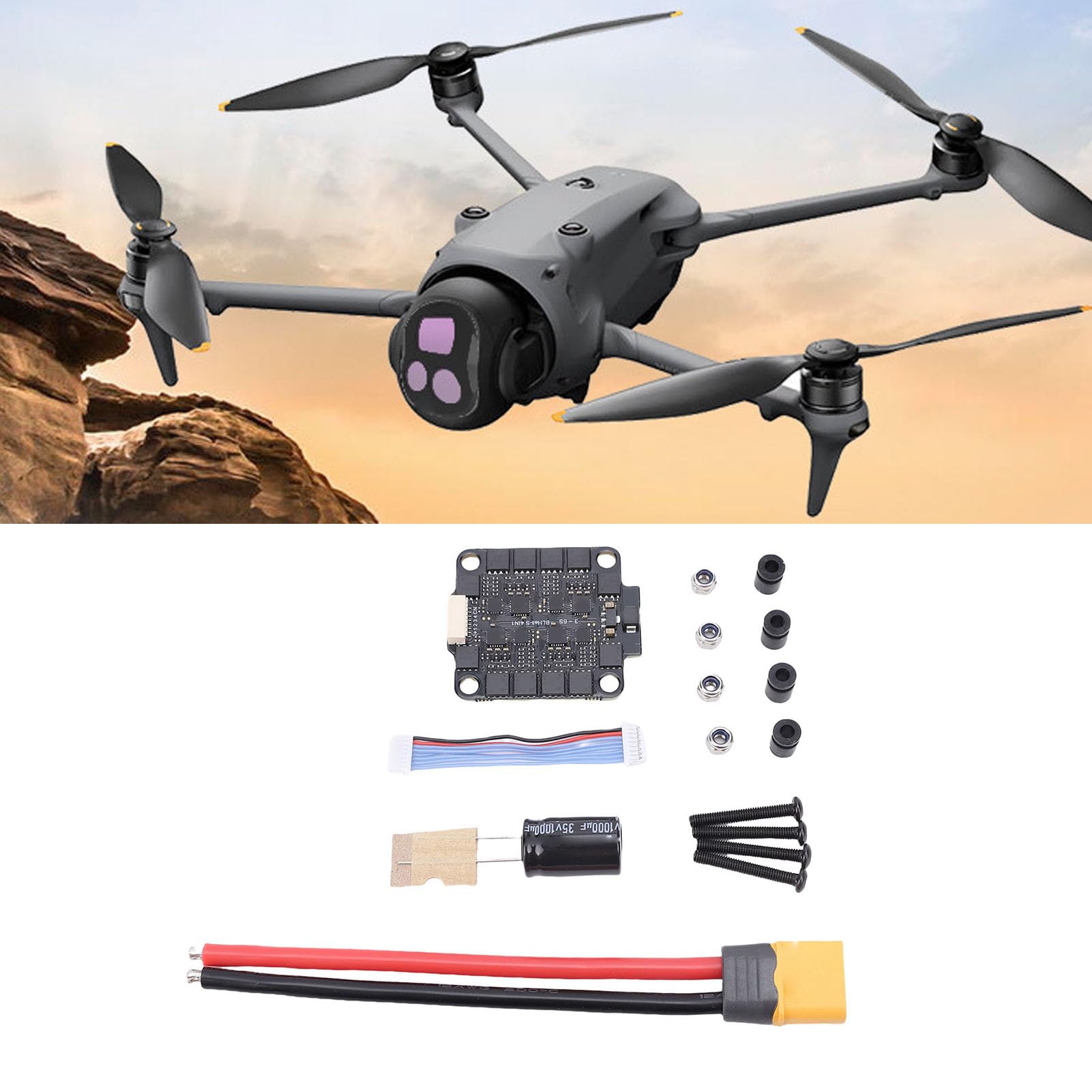 Cocoarm Zestaw Kontrolera Lotu ESC, Plastikowa Płytka Kontrolera Lotu F722 z 60A ESC, Szybka Aktualizacja Oprogramowania Sprzętowego, Bezprzewodowa Zmiana Kierunku Silnika, dla Drona RC 7 Cali 8