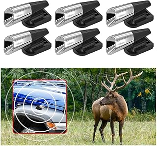 HZEL Car Deer Warning Whistles Device, 6PCS Waterproof Vehicle Horn Sensor Repellent with Adhesive Tapes, Automotive Exterior Animal Alert Accessories, Universal for Motorcycles(Silver/White Glue)