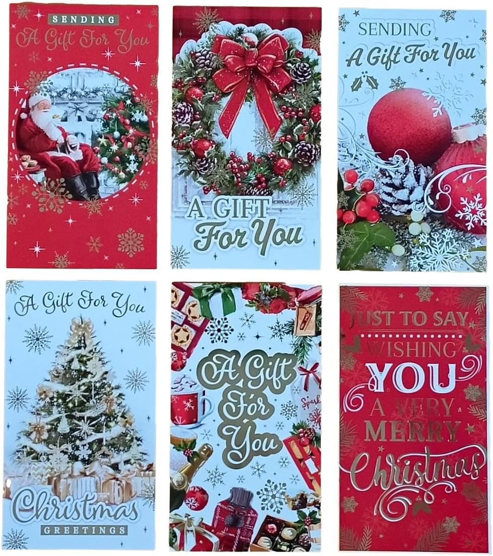 12 Assorted Cute Traditional Christmas Money Envelopes Gift Card