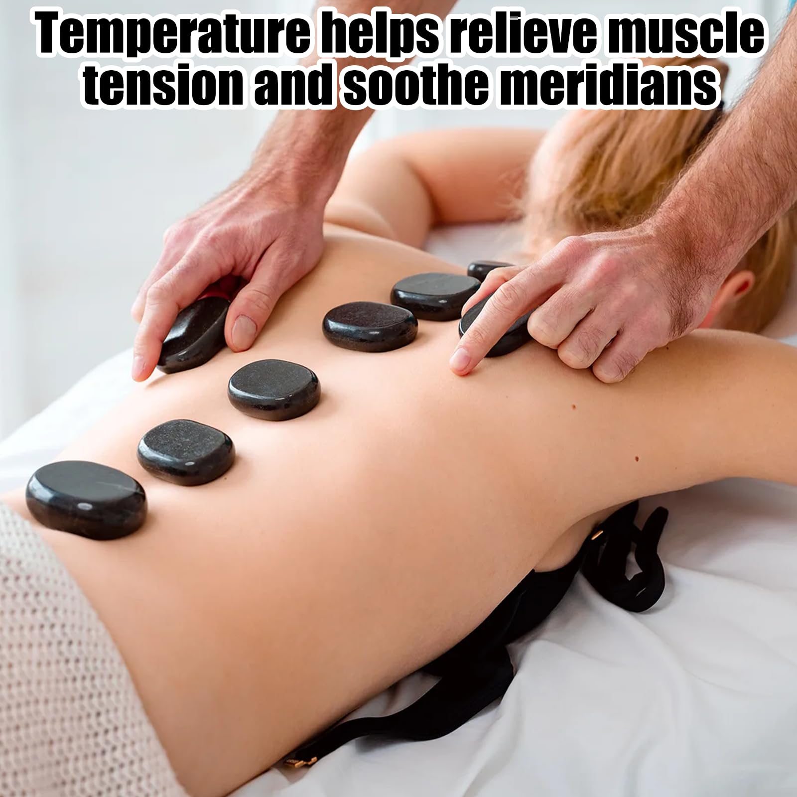 Zestaw do masażu Hot Stone 9 sztuk, kamienie do masażu z bazaltu, zestaw | (3 duże / 3 średnie / 3 małe), wytrzymałe kamienie do masażu, kamienie do masażu, relaksu, domowego spa