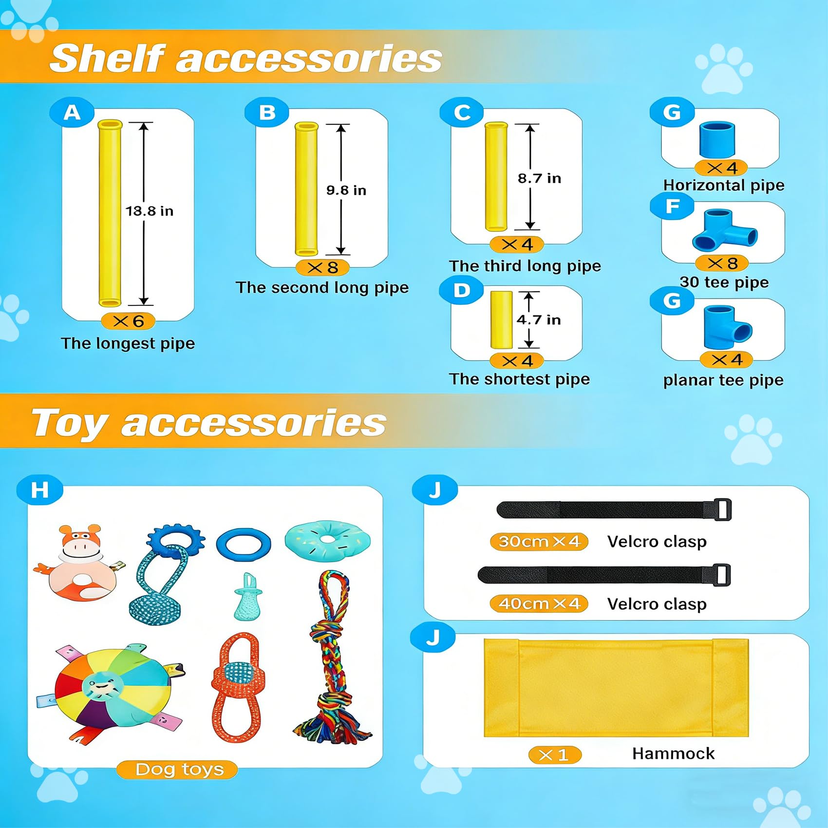 Gymnase de Jeu pour Chiot avec 8 Jouets Suspendus, Salle de Sport d'intérieur avec hamac et Jouets d'enrichissement Amusants, Cadre en PVC, Centre d'activités pour Chiots
