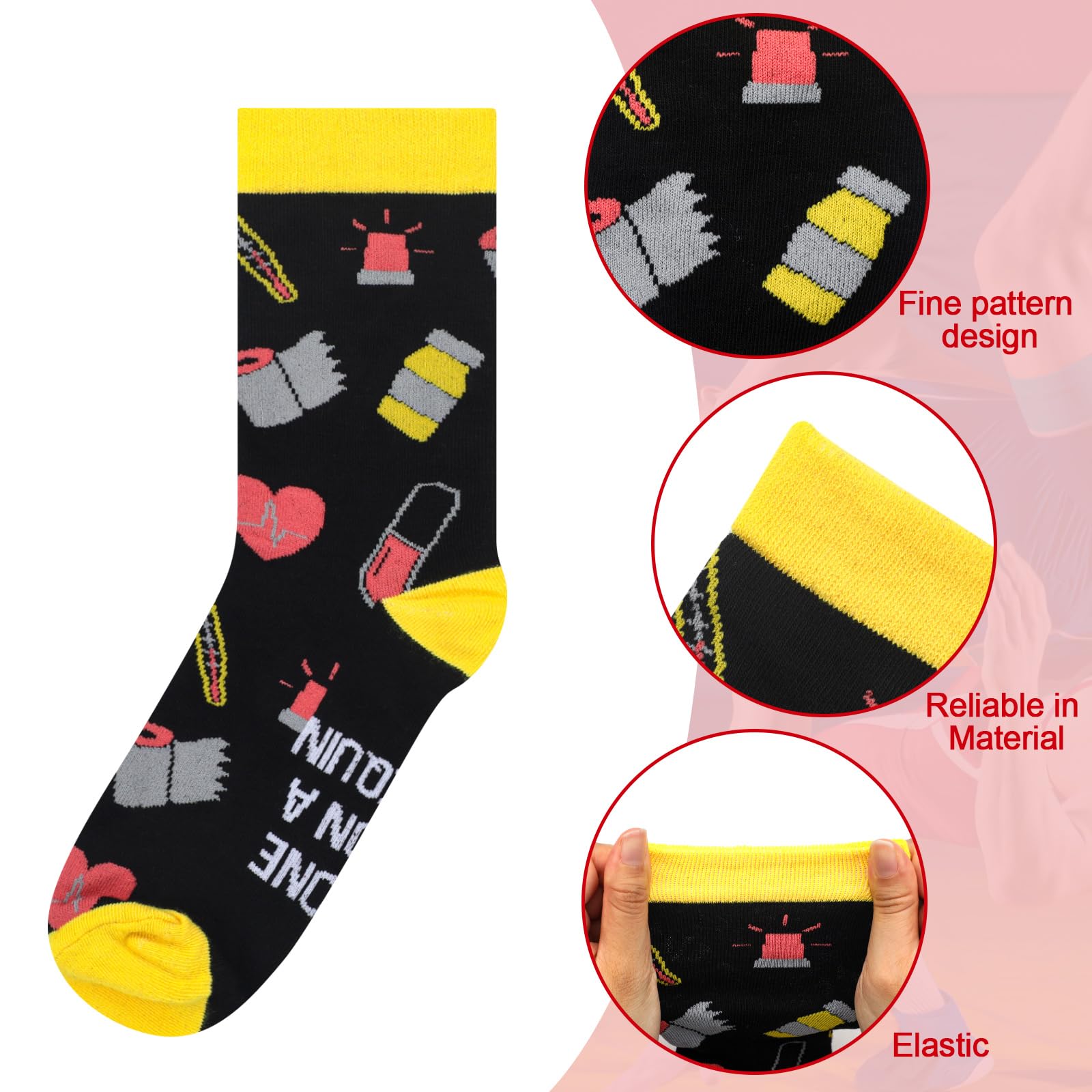Cutecrop 8 Pairs Emt Gifts for Men Women Funny Paramedic Crew Dress Socks for Him Ems Week Gift Rn Cna Lpn Emt Practitioner Medical Assistant International Paramedic Day Cna Nurse Week