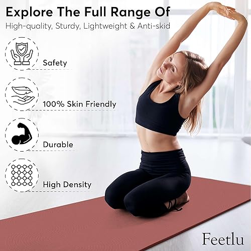 Miniatura 5 de Extra Thick 12mm Exercise Mat – Non-Slip, Joint-Friendly & Cushioned Fitness Mat for Yoga, Pilates & Floor Workouts – Durable, Supportive & Includes