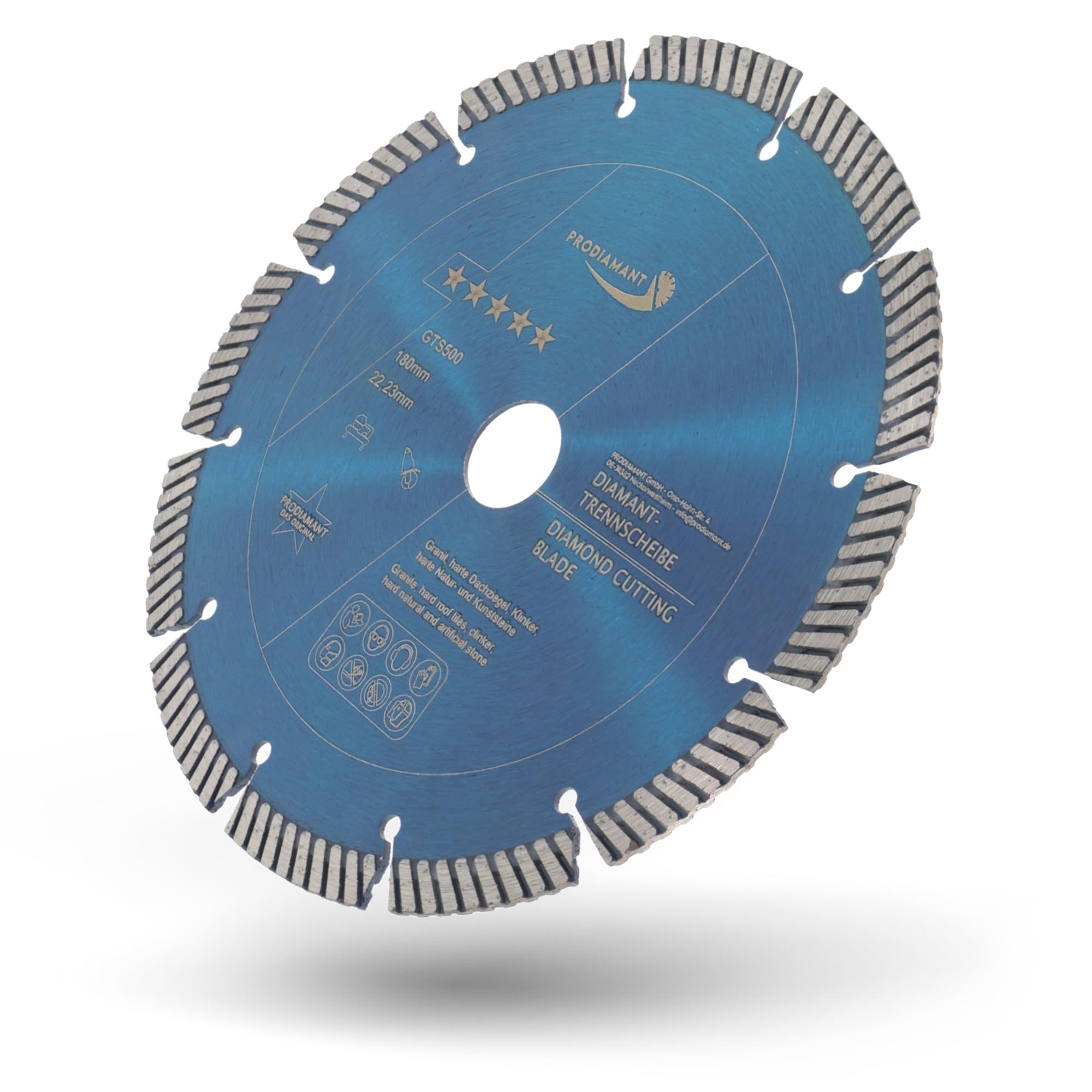 PRODIAMANT Fastcut Disco da taglio diamantato ad alta velocità 180 mm x 22,23 mm per materiali da costruzione molto duri come la pietra arenaria calcarea