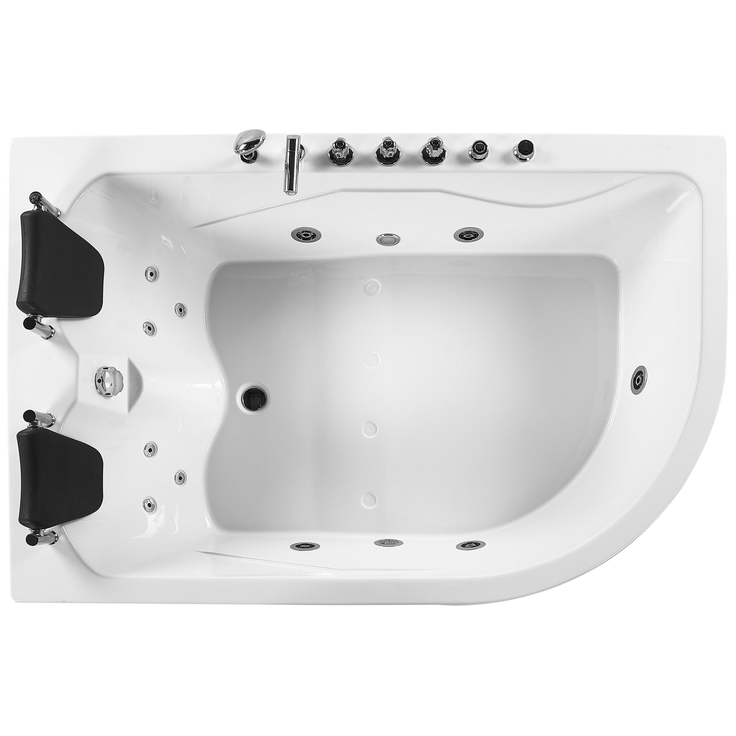 Baignoire Balnéo d'Angle à Droite en Acrylique avec Fonction Massante 2 Appui-têtes et Éclairage LED Votre Bain à Remous et SPA à Domicile Beliani