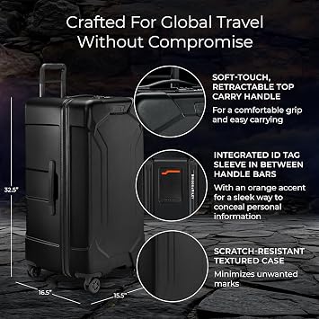 Briggs & Riley 81cm Extra Large Trunk Spinner - Hold Luggage for Travel, Suitcases with Wheels, Hardside Rolling Bag for Men & Women, Self-Repairing Zipper - Torq Collection, Stealth Black