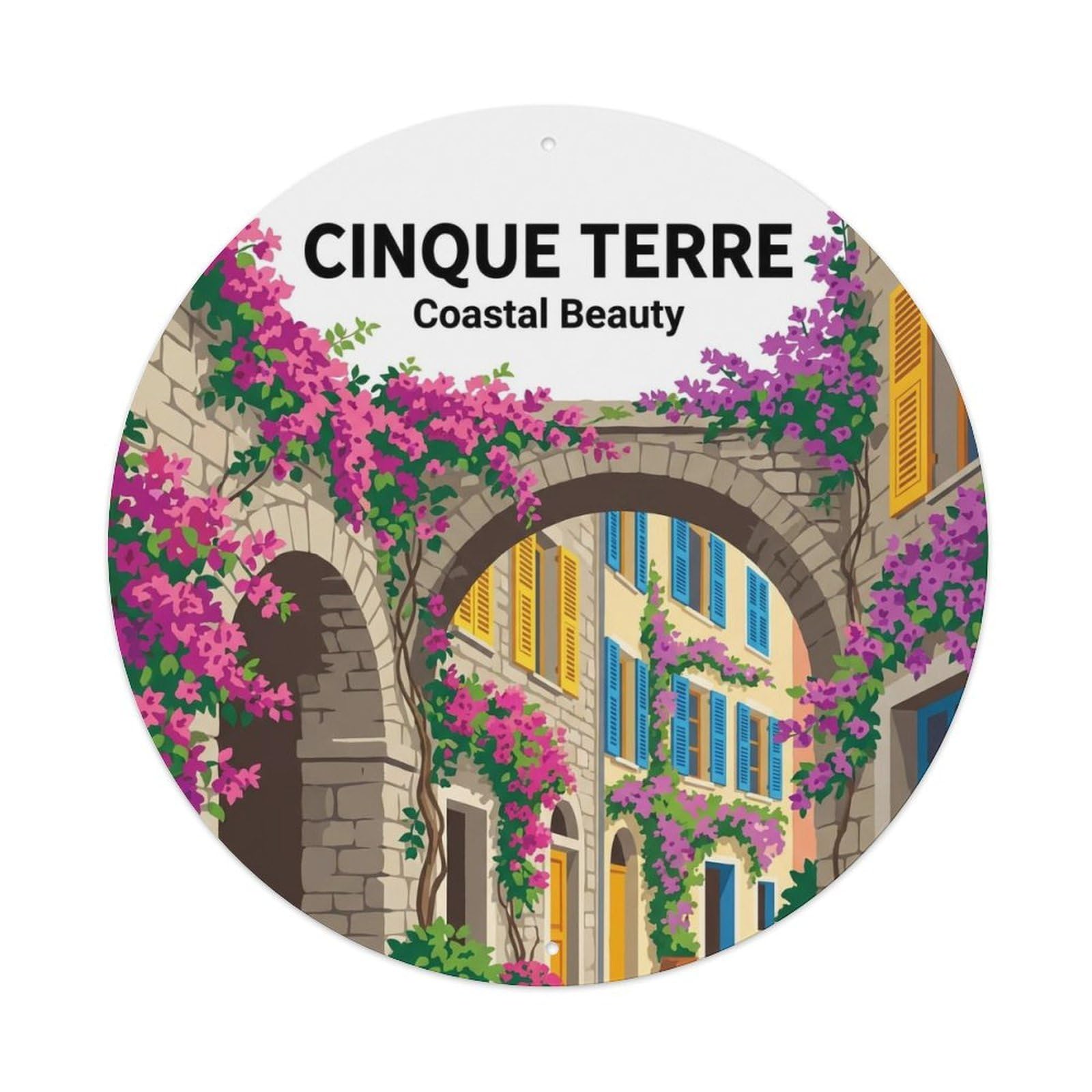 Vintage Travel Cinque Terre Italy Perception Metal Tin Sign