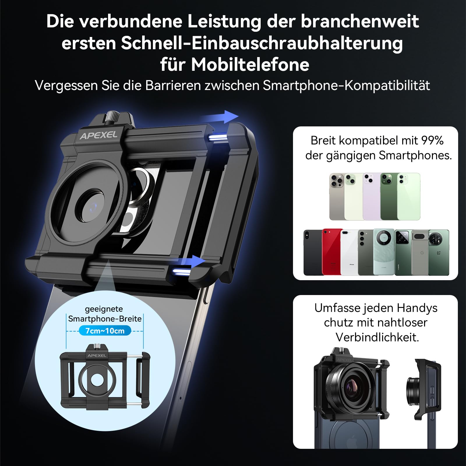 APEXEL Verbessertes ZM100 Ultra-HD Handy Makroobjektiv, F1.05 Blendenöffnung, maximale Vergrößerung 20x, Smartphone-Makroobjektiv, geeignet für die meisten Mobiltelefone
