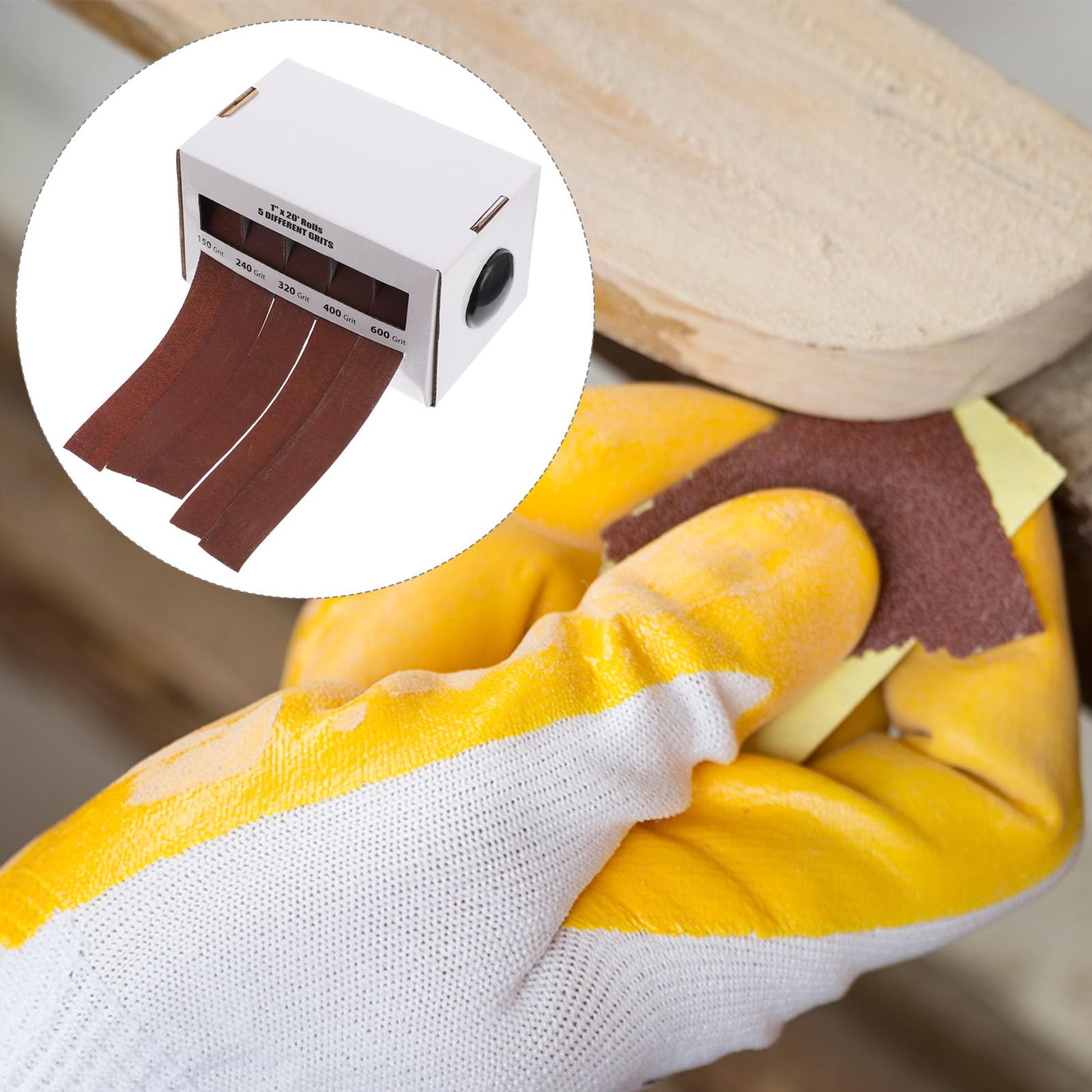 Rotolo Vetrata in Scatola Abrasivo Carta Dispenser Estraibile | Nylon Cloth, Levigatura a Secco, Metallo e Piccoli Animali, 5 Assi, Anti-intasamento