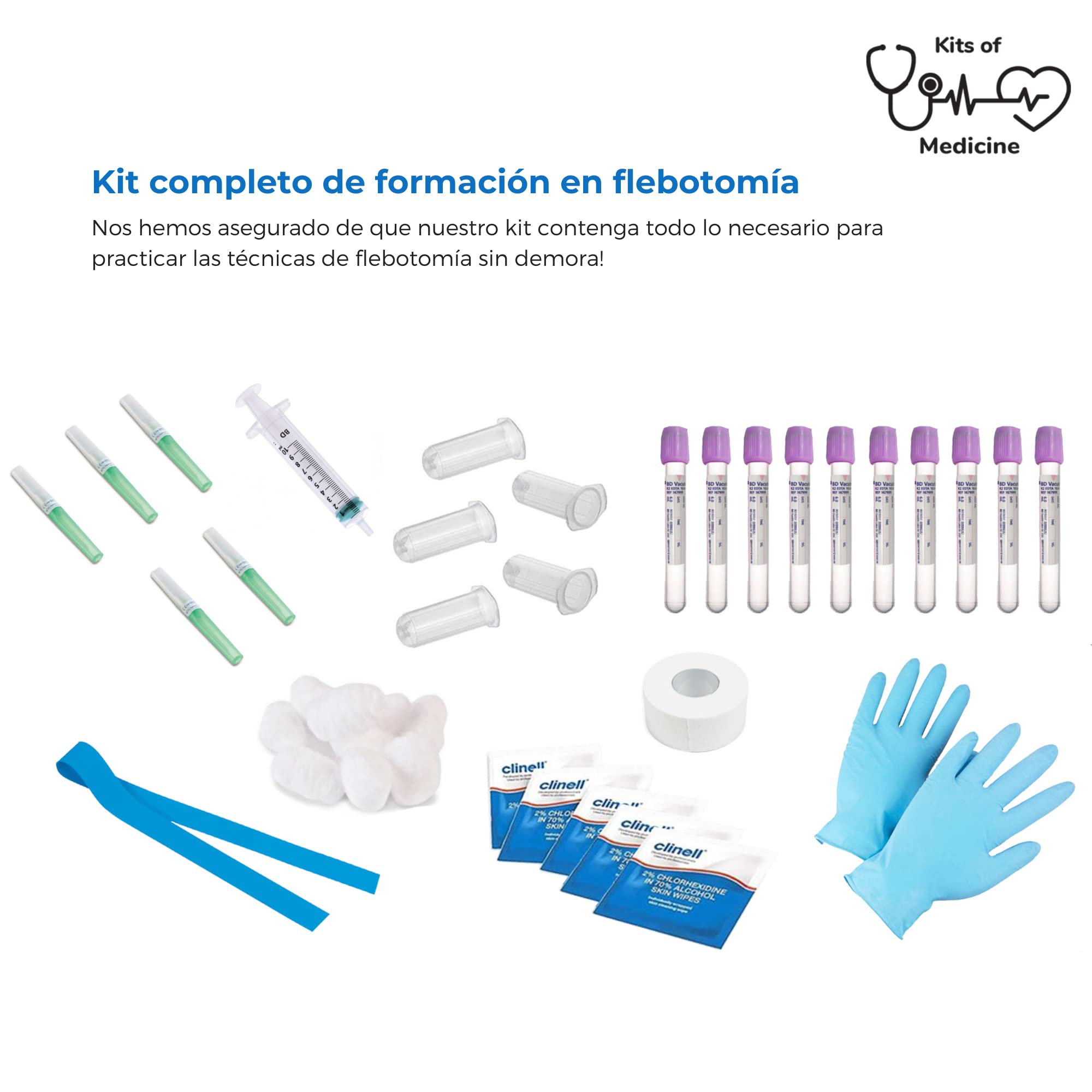Kit de Flebotomía | IV (intravenoso), Venopunción, Práctica de Flebotomía | Regalo Perfecto de para Estudiantes de Medicina y Enfermería | Equipo Completo de Flebotomía con Suministros | USO EDUCATIVO