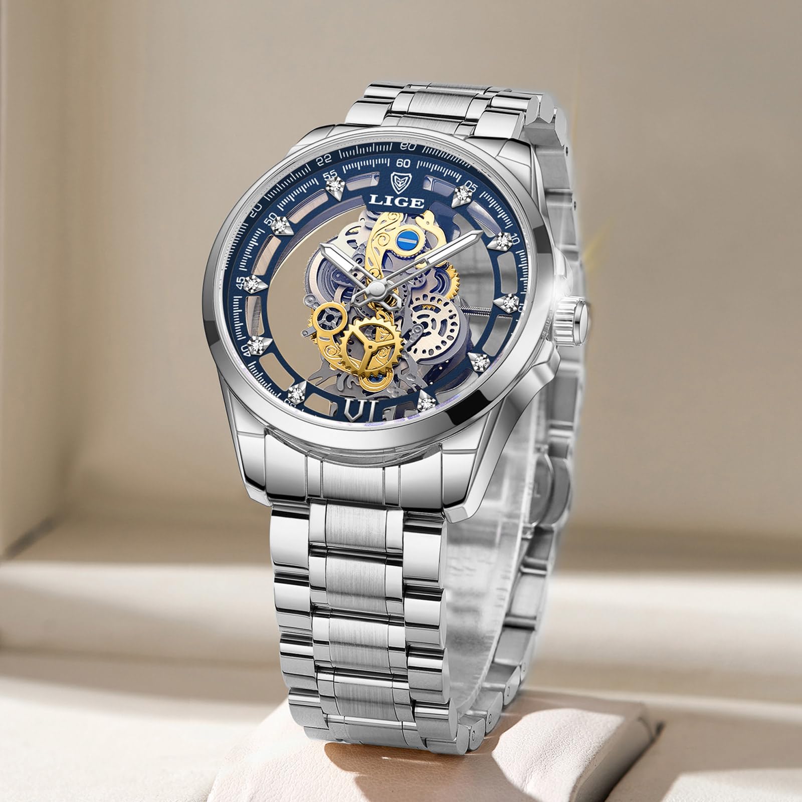 LIGE Orologio da uomo 3ATM impermeabile in acciaio inossidabile analogico al quarzo sportivo cronografo classico bracciale orologi,Regali per gli uomini