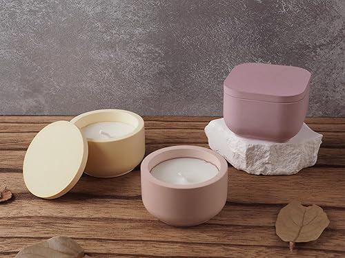 Miniatura 4 de Cajas de almacenamiento con tapas, moldes creativos de silicona para velas, moldes de hormigón redondo y cuadrado para fabricación de botellas para